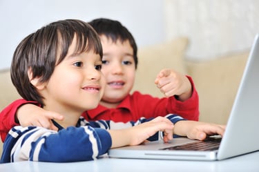 happy kids studying