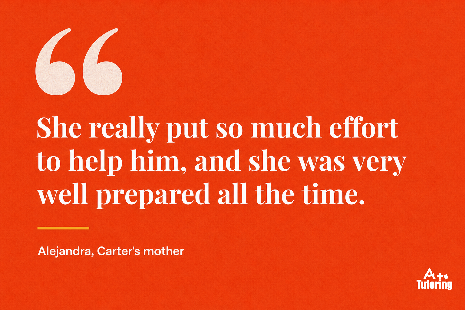 Pull quote: "She really put so much effort to help him, and she was very well prepared all the time."