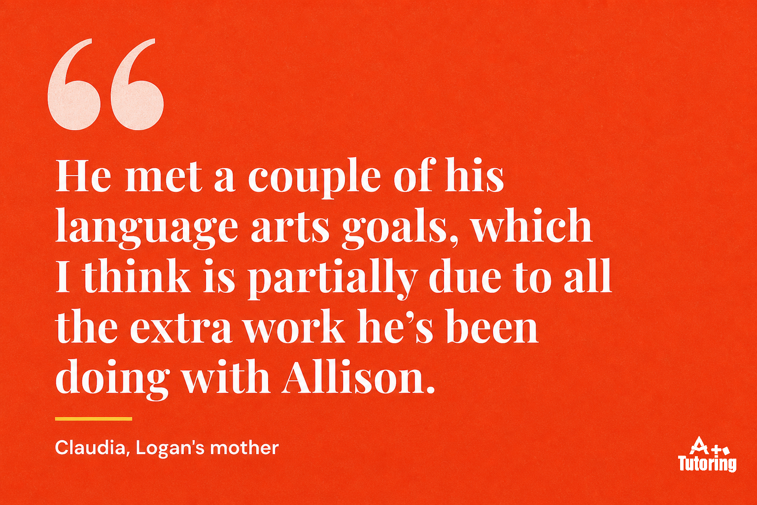 Pull quote: He met a couple of his language arts goals, which I think is partially due to all the extra work he's been doing with Allison.